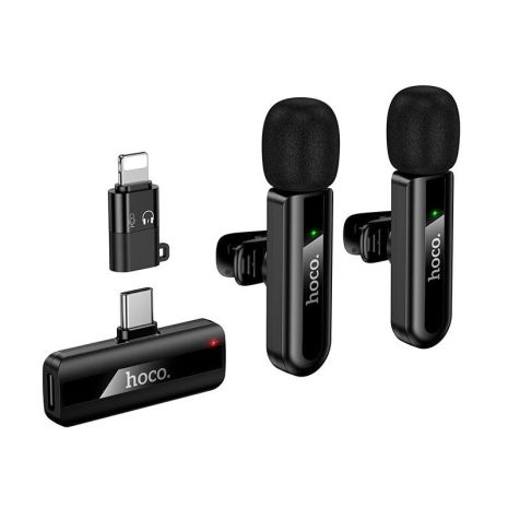 Мікрофон HOCO Type-C/Lightning Fair wireless microphone L20A, 2.4G, 5-15m, 60mAh, 3-4h, black