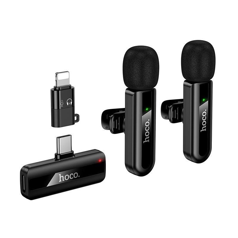 Мікрофон HOCO Type-C/Lightning Fair wireless microphone L20A, 2.4G, 5-15m, 60mAh, 3-4h, black Мікрофон HOCO Type-C/Lightning Fair wireless microphone L20A, 2.4G, 5-15m, 60mAh, 3-4h, black