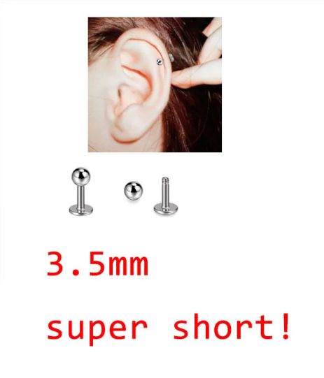 Сережки для хряща 3,5 мм Ссежки-гвоздики Helix Super Short Хірургічна сталь пірсинг