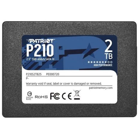 SSD Patriot P210 2TB 2.5" 7mm SATAIII 3D QLC SSD Patriot P210 2TB 2.5" 7mm SATAIII 3D QLC