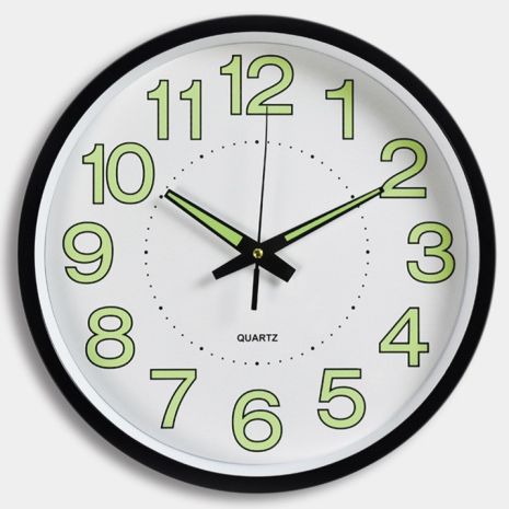 Фосфорные Бесшумные Настенные Часы Светящиеся Круглые (30 см) Timelike™ Ph-01-W белые