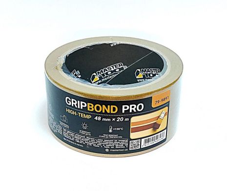 Лента малярная высокотемпературная GripBond Pro High-Temp 48 мм×20 м коричневая MASTERTOOL 79-9891