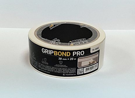 Лента малярная универсальная GripBond Pro 38 мм×20 м белая MASTERTOOL 79-9882