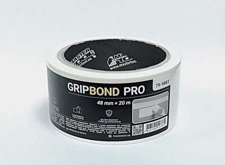 Лента малярная универсальная GripBond Pro 48 мм×20 м белая MASTERTOOL 79-9883 Лента малярная универсальная GripBond Pro 48 мм×20 м белая MASTERTOOL 79-9883