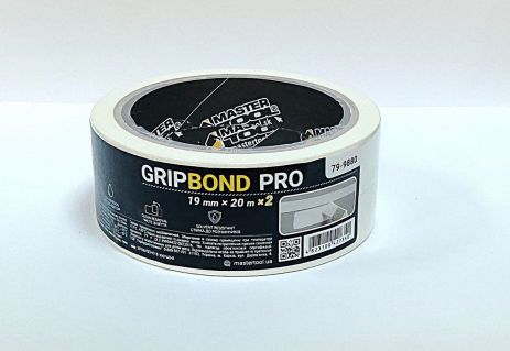 Лента малярная универсальная GripBond Pro 19 мм×20 м 2 шт белая MASTERTOOL 79-9880