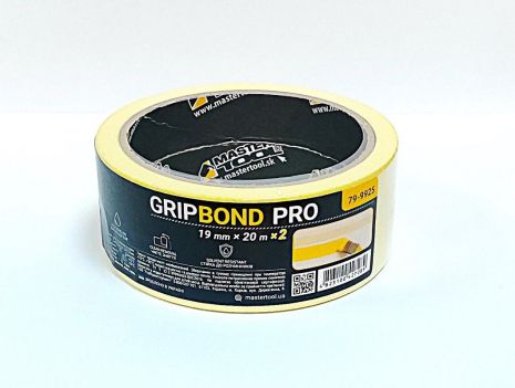 Лента малярная универсальная GripBond Pro 19 мм×20 м 2 шт желтая MASTERTOOL 79-9925 Лента малярная универсальная GripBond Pro 19 мм×20 м 2 шт желтая MASTERTOOL 79-9925
