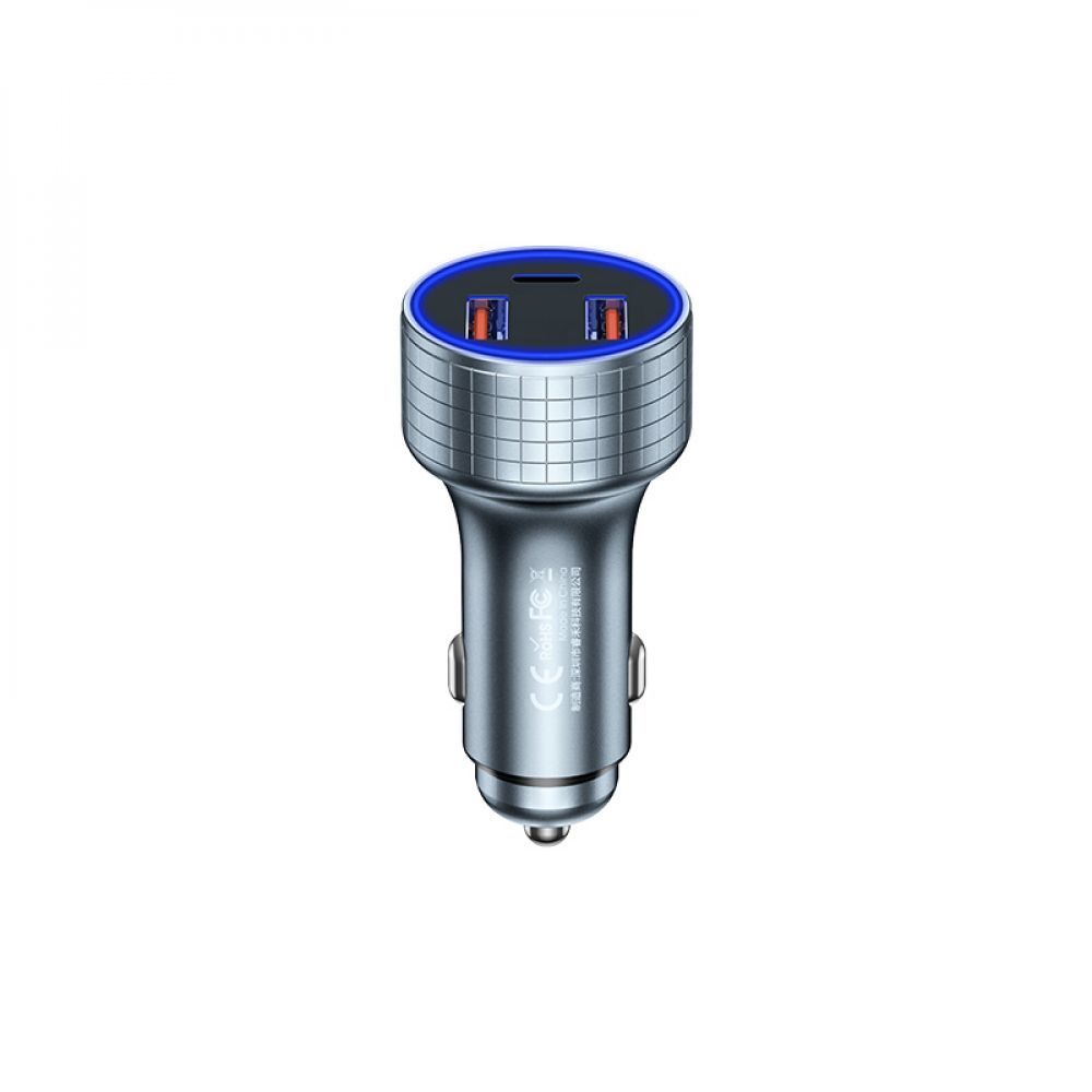 Автомобільний зарядний пристрій Remax RCC327, 2 USB/Type-C, QC, PD 83W, сріблясто-чорне Автомобільний зарядний пристрій Remax RCC327, 2 USB/Type-C, QC, PD 83W, сріблясто-чорне