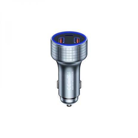 Автомобільний зарядний пристрій Remax RCC327, 2 USB/Type-C, QC, PD 83W, сріблясто-чорне