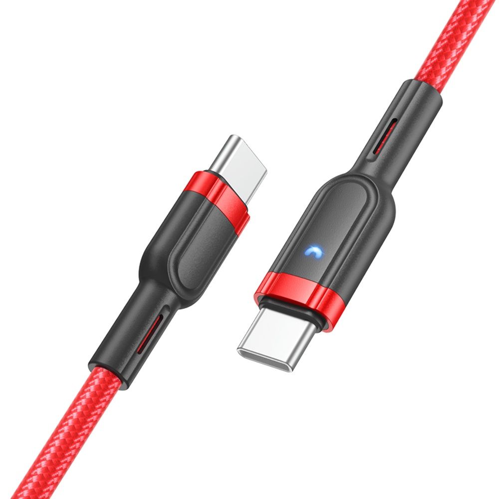 Кабель USB Hoco U117, Type-C to Type-C, PD 60W, 1.2m, червоний Кабель USB Hoco U117, Type-C to Type-C, PD 60W, 1.2m, червоний