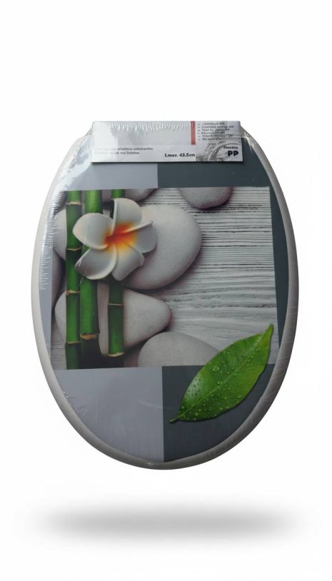 Чехол на сиденье унитаза белый с декоративным рисунком 3214/5