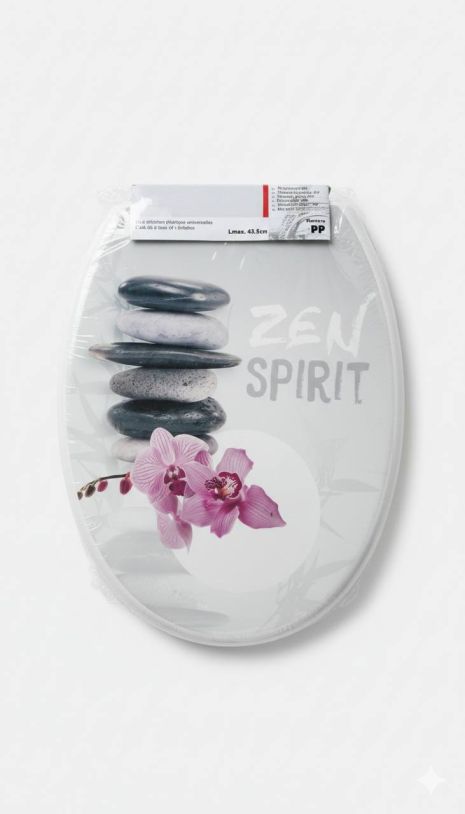 Чехол на сиденье унитаза белый с декоративным рисунком 3214/1