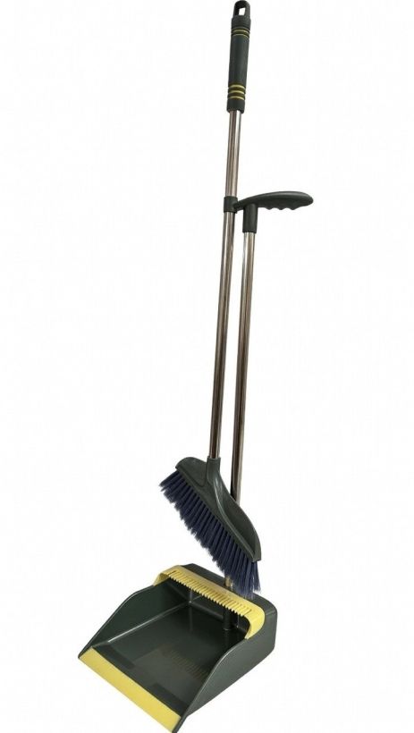 Совок з щіткою з міцного пластику та металевими ручками к-805/olive Совок з щіткою з міцного пластику та металевими ручками к-805/olive