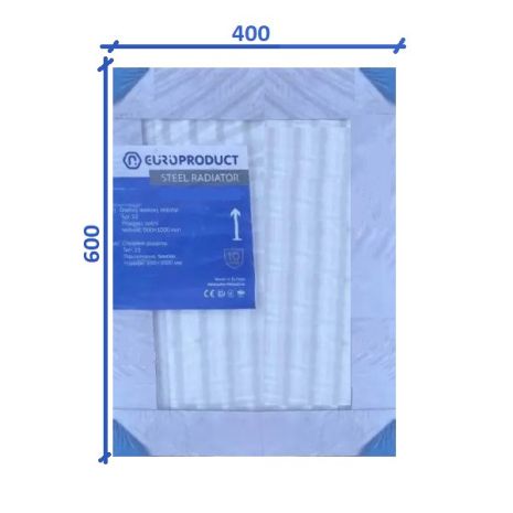 Сталевий радіатор 600x400 22тип бокове підключення панельний EUROPRODUCT батарея панельна стальна