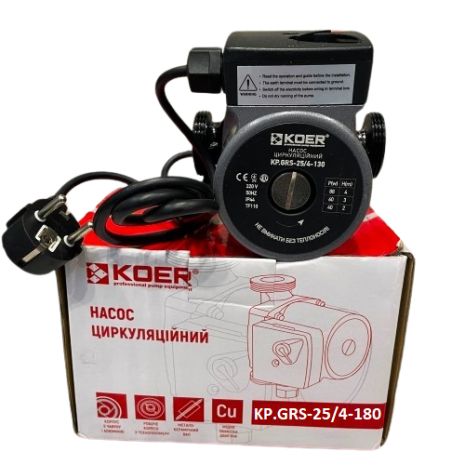 Насос опалення циркуляційний KOER KP.GRS 25/4-180 (Чехія) з мідною обмоткою Насос опалення циркуляційний KOER KP.GRS 25/4-180 (Чехія) з мідною обмоткою
