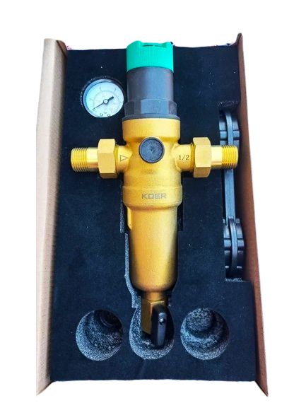 Фільтр самопромивний із редуктором тиску KOER 1/2" (Чехія) самоочисний фільтр з редуктором та манометром Фільтр самопромивний із редуктором тиску KOER 1/2" (Чехія) самоочисний фільтр з редуктором та манометром