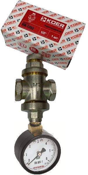 Редуктор тиску з манометром 1/2" KOER (Чехія)