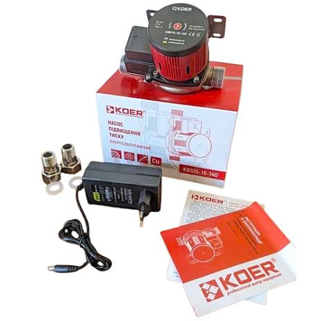 Насос підвищення тиску безшумний енергозберігаючий Koer KBS15-18-140 Н=18М, Q=2.1кбМ, P=85Вт Насос підвищення тиску безшумний енергозберігаючий Koer KBS15-18-140 Н=18М, Q=2.1кбМ, P=85Вт