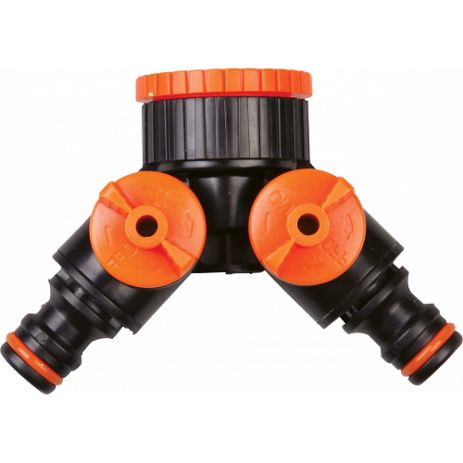 Адаптер - трійник з двома запорними кранами з внутрішнім різьбленням 1" і редуктором 1" - 3/4" AP 1019 Aquapulse