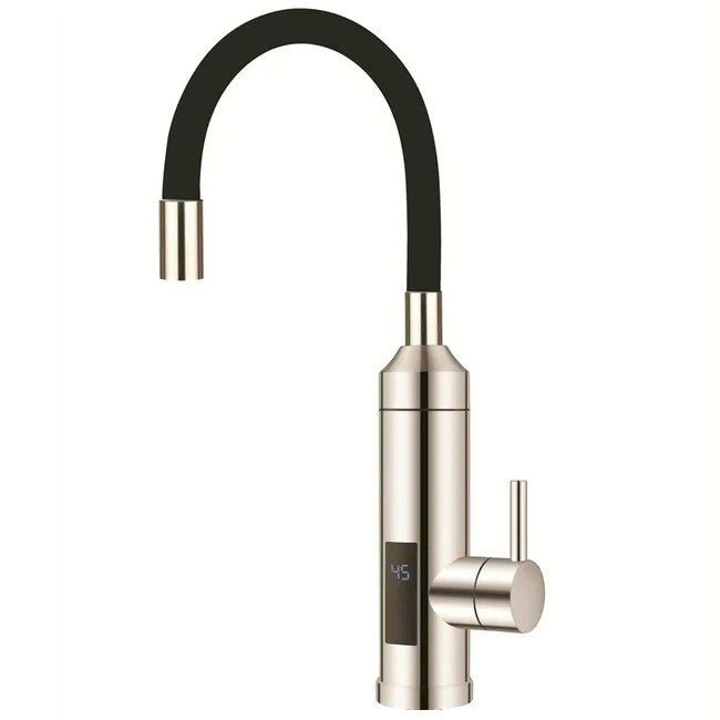 Чорний кран з нагрівом води Проточний водонагрівач кухні з гнучким виливом з підігрівом з нагрівачем Чорний кран з нагрівом води Проточний водонагрівач кухні з гнучким виливом з підігрівом з нагрівачем