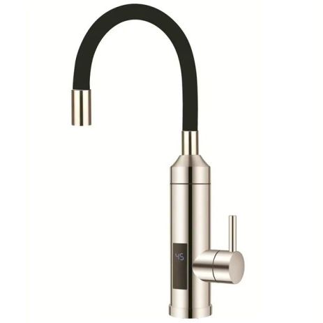 Чорний кран з нагрівом води Проточний водонагрівач кухні з гнучким виливом з підігрівом з нагрівачем