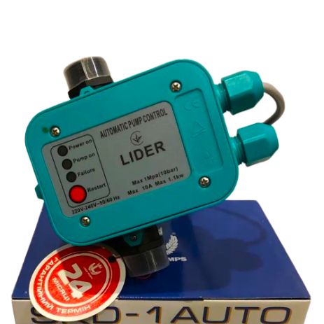 Автоматика пресс-контроль для насосов с защитой от сухого хода Lider SKD-1 AUTO з автоматичним перезапуском Автоматика пресс-контроль для насосов с защитой от сухого хода Lider SKD-1 AUTO з автоматичним перезапуском
