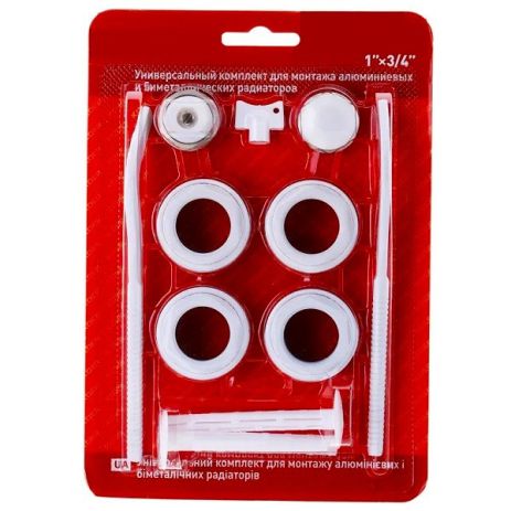 Комплект для підключення радіатора 3/4 з кріпленнями. Набір 3/4 баратейний з крюками кріплення аллюміній біметал
