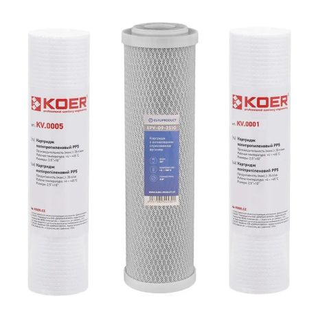 Набір картриджів для осмосу Комплект картриджів 1-2-3 до осмосу фільтри для системи зворотнього осмосу KOER EUROPRODUCT