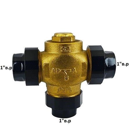 Антиконденсаційний термостатичний змішувальний клапан з гайками 1" дюйм Europroduct teplomix 32 1-1/2" 55°C