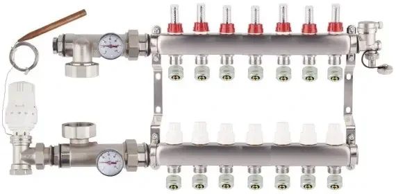 Колектор на 7 контурів для теплої підлоги EUROPRODUCT KOER (Чехія) колектор на 7 виходів гребінка тепла підлога розподіл Колектор на 7 контурів для теплої підлоги EUROPRODUCT KOER (Чехія) колектор на 7 виходів гребінка тепла підлога розподіл