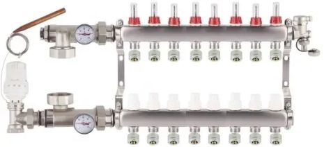 Колектор на 8 контурів для теплої підлоги EUROPRODUCT KOER (Чехія) колектор на 8 виходів гребінка тепла підлога розподіл