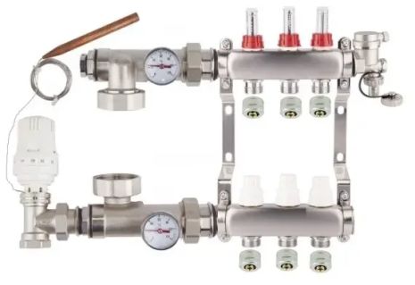 Колектор на 3 контури для теплої підлоги EUROPRODUCT KOER (Чехія) колектор 3 виходи гребінка тепла підлога розподіл