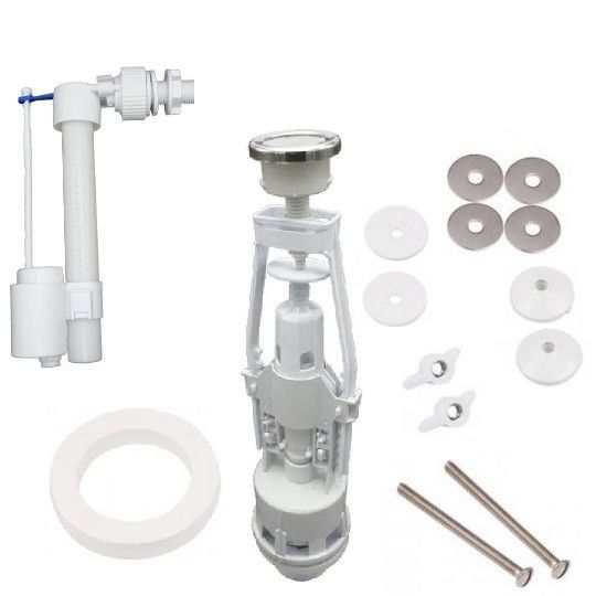 Набір комплектуючих для зливу заливу унітазу кнопка одинарна арматура клапан боковий подачі води Набір комплектуючих для зливу заливу унітазу кнопка одинарна арматура клапан боковий подачі води