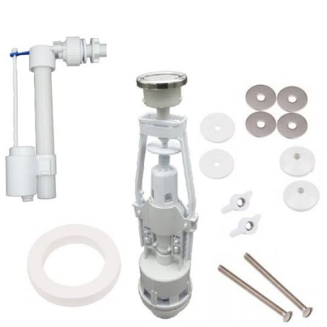 Набір комплектуючих для зливу заливу унітазу кнопка одинарна арматура клапан боковий подачі води Набір комплектуючих для зливу заливу унітазу кнопка одинарна арматура клапан боковий подачі води