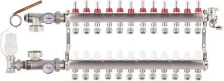 Колектор на 12 контурів для теплої підлоги EUROPRODUCT KOER (Чехія) колектор на 12 виходів гребінка тепла підлога розподіл