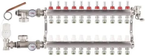 Колектор на 11 контурів для теплої підлоги EUROPRODUCT KOER (Чехія) колектор на 11 виходів гребінка тепла підлога розподіл