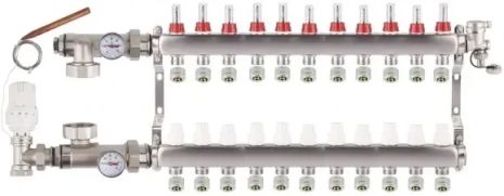 Колектор на 11 контурів для теплої підлоги EUROPRODUCT KOER (Чехія) колектор на 11 виходів гребінка тепла підлога розподіл