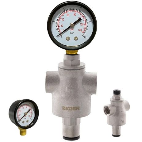 Редуктор тиску на воду 1/2" KOER 1251 (Чехія) з манометром в комплекті Редуктор тиску для води