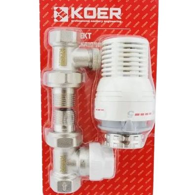 Комплект для радіатора підключення 1/2'' (прямий) з термоголовкою KOER (Чехія)