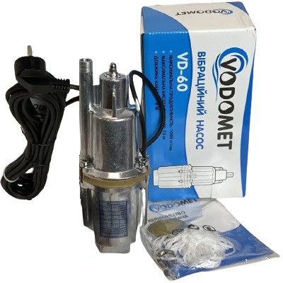 Вібраційний насос для свердловини колодязя одноклапанний з верхнім забором малиш струмок VODOMET Словенія VD-60