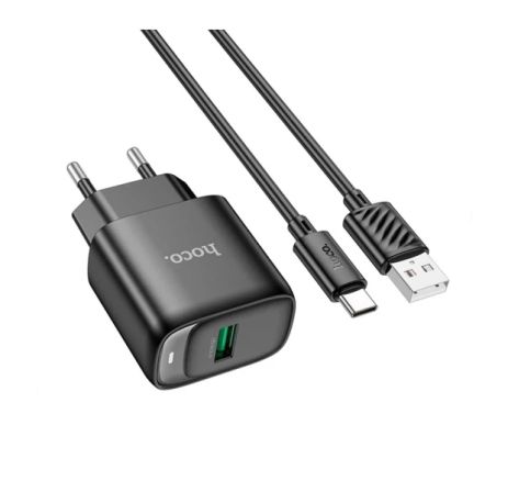 Сетевое Зарядное Устройство Hoco C140A 1USB QC 18W+USB to Type-C Черный