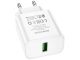 Мережевий зарядний пристрій Borofone BA72A Spring, QC3.0, Білий