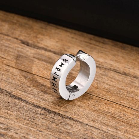 Чоловічі сережки кліпси скандинавські руни вікінгів 1шт без проколу