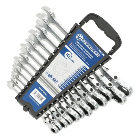 Набор ключей комбинированных с трещоткой и шарниром 8-19мм 12ед. на холдере СТАНДАРТ NFGW1201ST