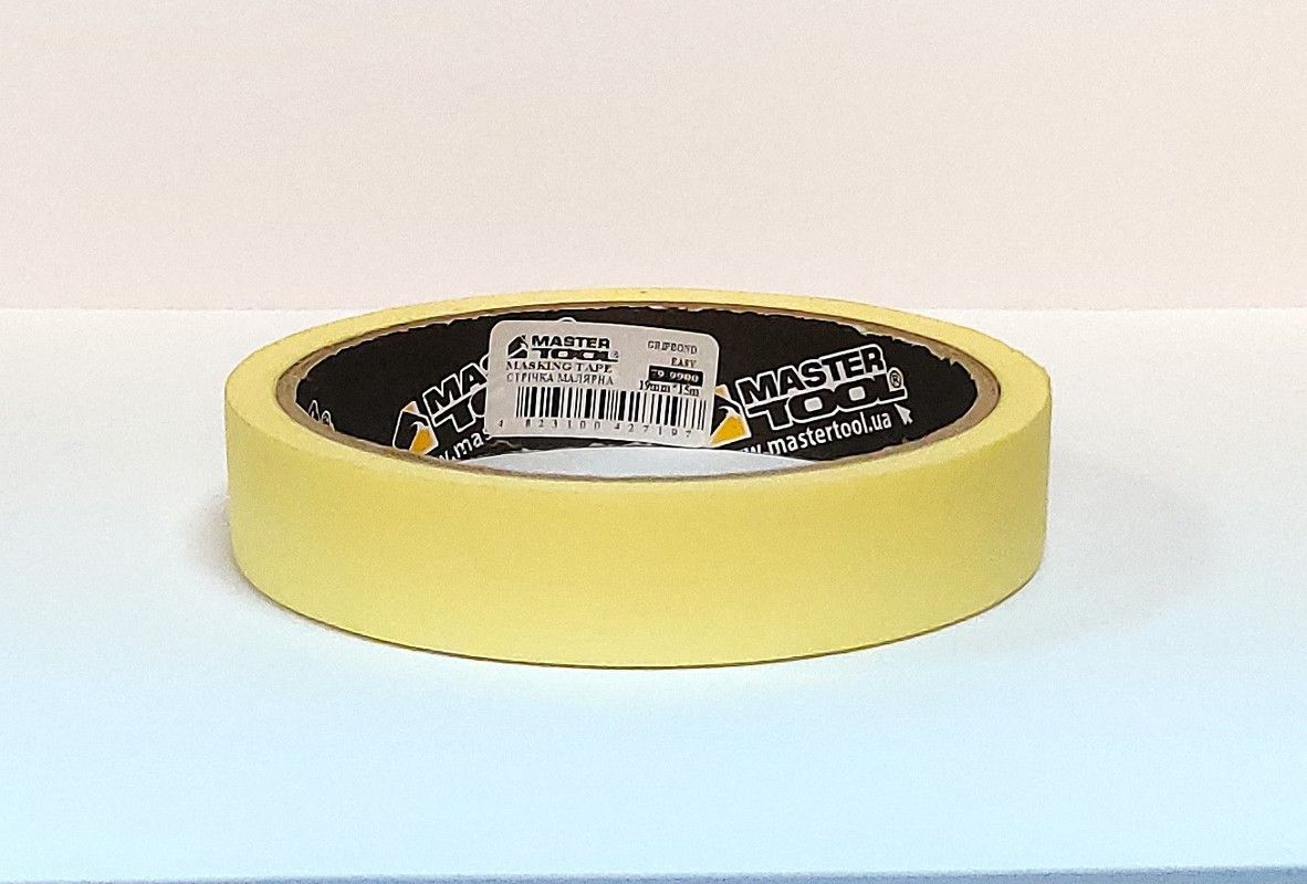 Жовта універсальна малярська стрічка GripBond Easy 19мм×15м MASTERTOOL 79-9900 Жовта універсальна малярська стрічка GripBond Easy 19мм×15м MASTERTOOL 79-9900