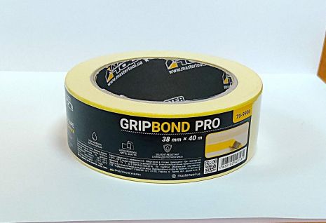 Желтая малярная лента универсальная GripBond Pro 38 мм×40 м MASTERTOOL 79-9906