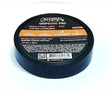 Лента изоляционная PVC 17 мм×20 м 10 шт черная MASTERTOOL 44-9120