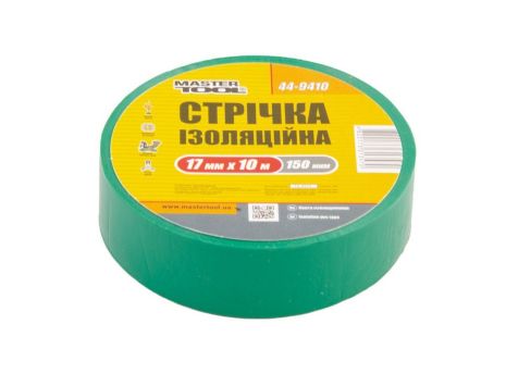 Зелена Ізоляційна стрічка PVC 17 мм×10 м 10 шт MASTERTOOL 44-9410