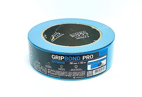 Стрічка малярська для фасадних робіт GripBond Pro Exterior 38 мм×50 м синя MASTERTOOL 79-9895