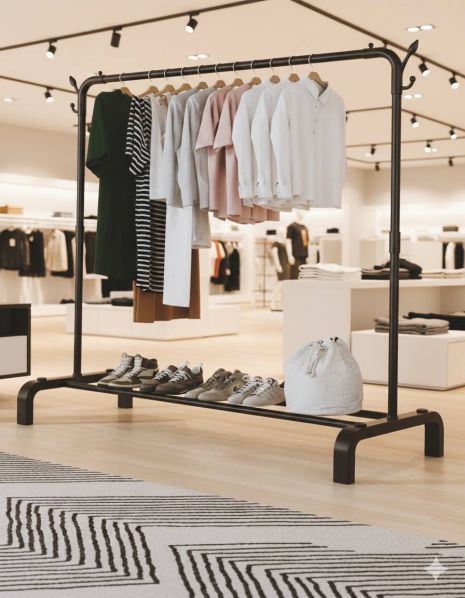 Вешалка-вешалка 120*45*150 см металлическая для одежды и обуви.