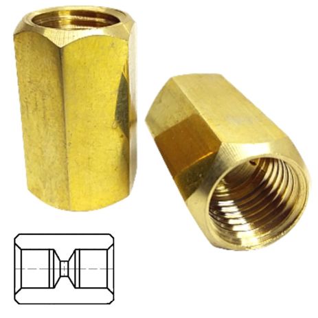 Резьб. переходник для торм. трубок с резьбой (внутр. М10x1 мм-внутр. М12x1 мм Латунь) В101В121^Л Резьб. переходник для торм. трубок с резьбой (внутр. М10x1 мм-внутр. М12x1 мм Латунь) В101В121^Л